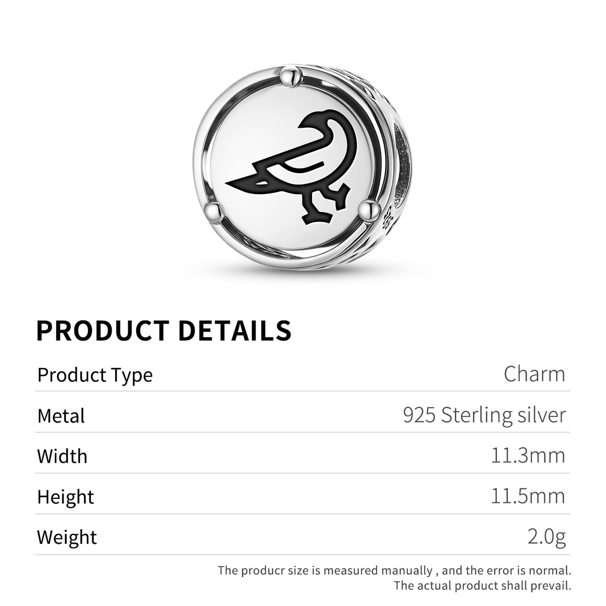 925 Sterling Silver Animal RAVEN Charms For Bracelets & Necklaces Pendants Beads Jewelry Fit Pan Bracelet Charm Ethnic Cultural Symbols Gifts For Women
