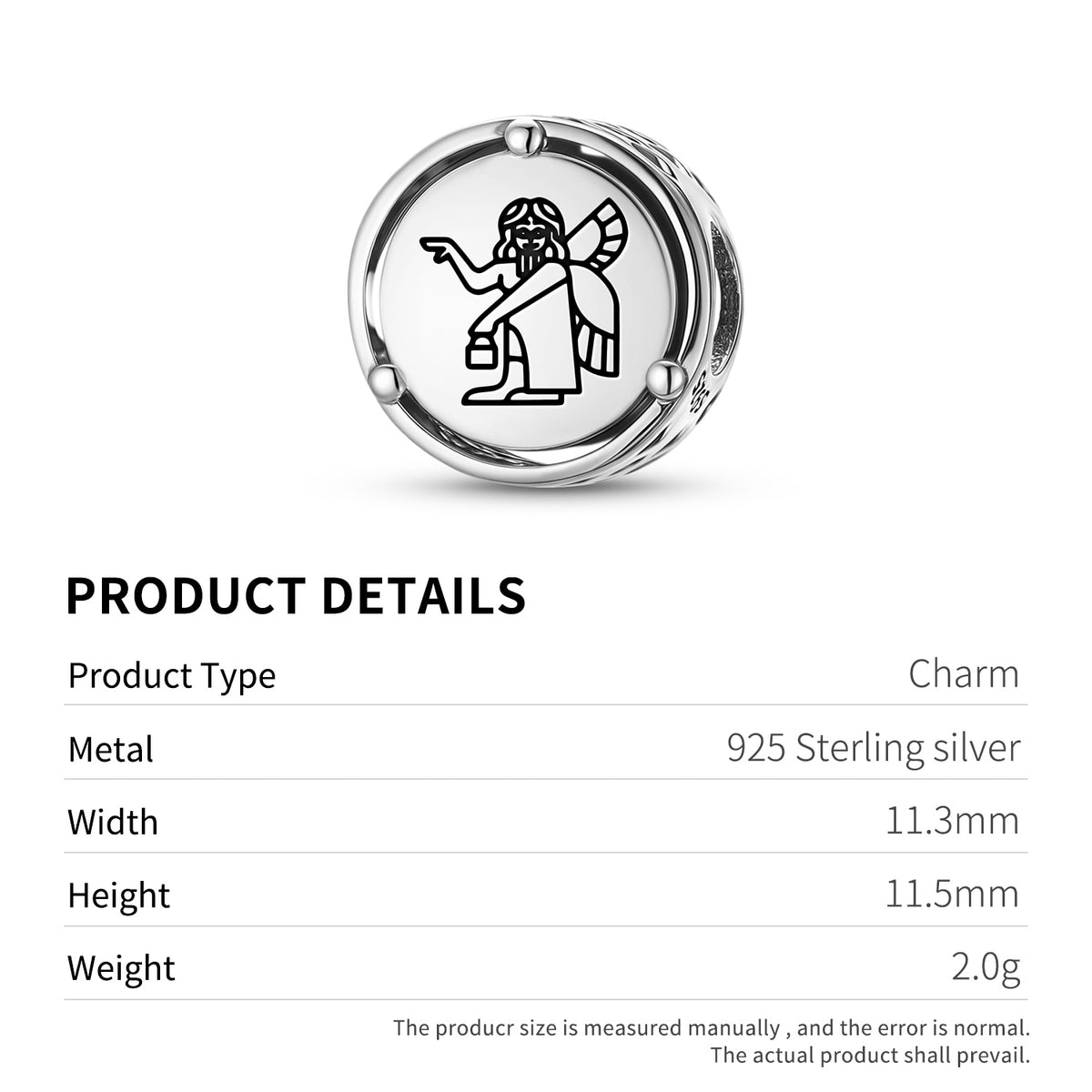 925 Sterling Silver Sumerian Apsu Abzu Charms For Bracelets & Necklaces Pendants Beads Jewelry Fit Pan Bracelet Charm Ethnic Cultural Symbols Gifts For Women
