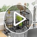 Cisily Sink Caddy Sponge Holder for Kitchen with Brush Holder and Stainless Steel Self Drain Tray, Rustproof Kitchen Sink ...