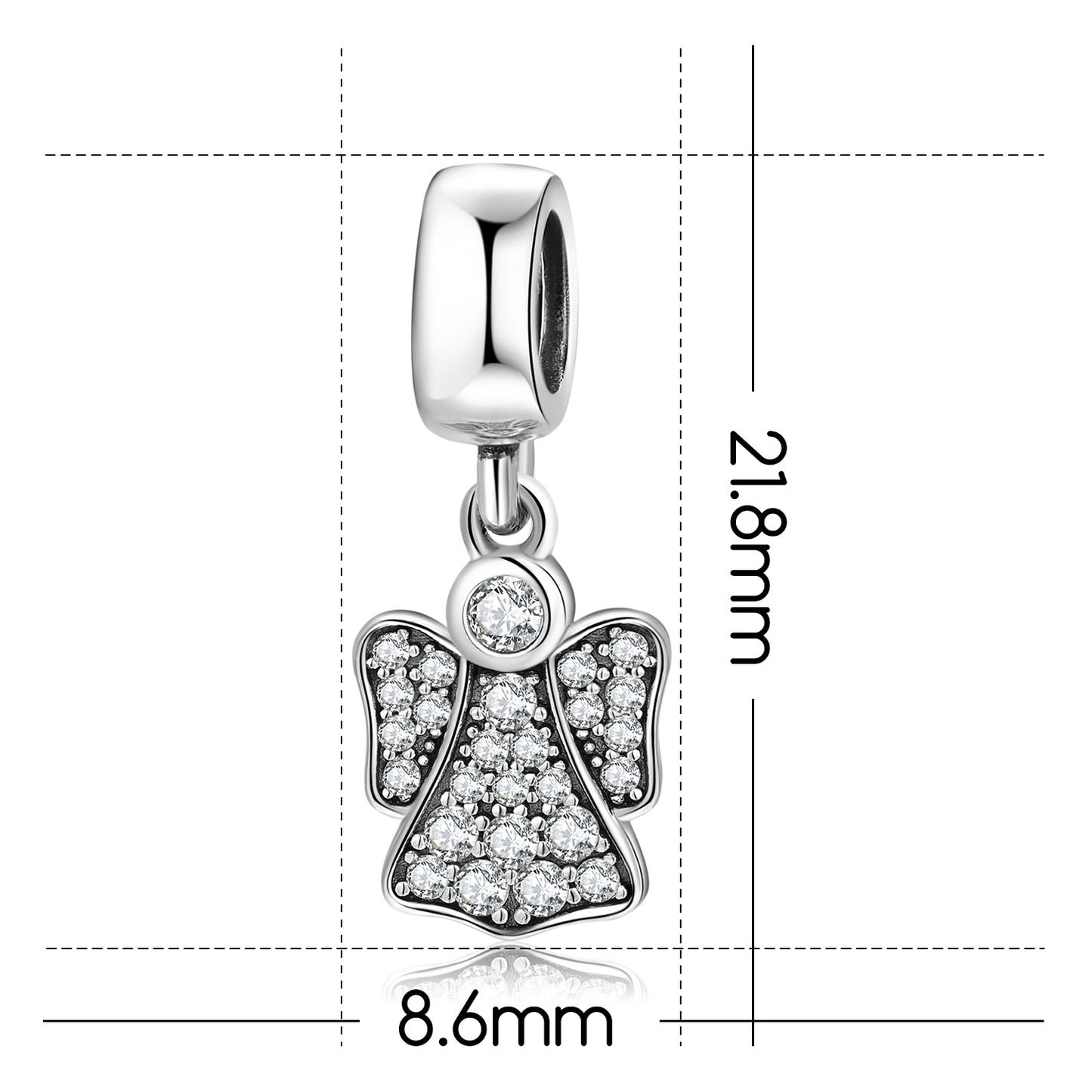 S925 Sterling Silver Angel Wings Heart Dangle Charm Love Pendant Bead For DIY Charm Bracelet Necklace Jewelry Making Gift