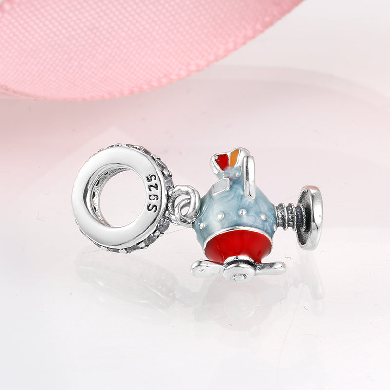 S925 Sterling Silver Airplane Rocking Ride Dangle Charm, Cute Childhood Theme, Polished Silver Bead For DIY Bracelet Necklace, Pandora Compatible Jewelry Accessory Gift