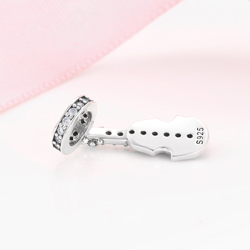 S925 Sterling Silver Cello Dangle Charm, Music Instrument Bead, Elegant European Style For DIY Bracelet Necklace, Pandora Compatible Jewelry Accessory Gift