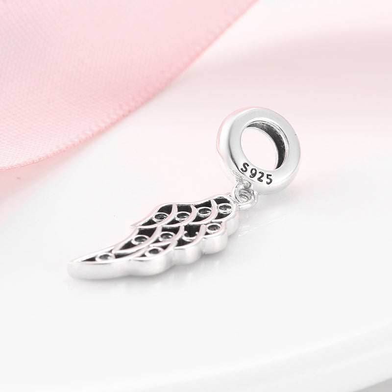 S925 Sterling Silver Angel Wings Heart Dangle Charm Love Pendant Bead For DIY Charm Bracelet Necklace Jewelry Gift
