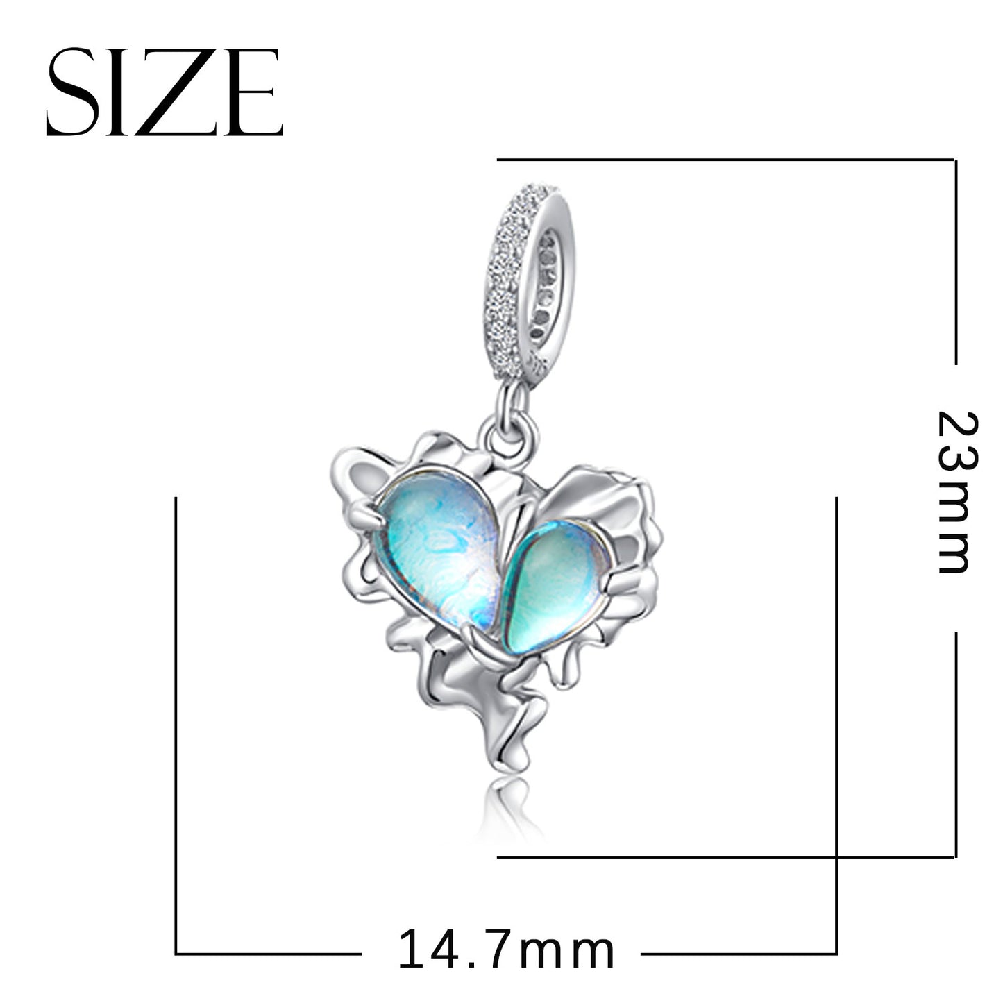 Heart Glass Butterfly Charm 925 Sterling Silver Black Gold Plated Pendant Bead For DIY Charm Bracelet Necklace Gothic Jewelry Gift