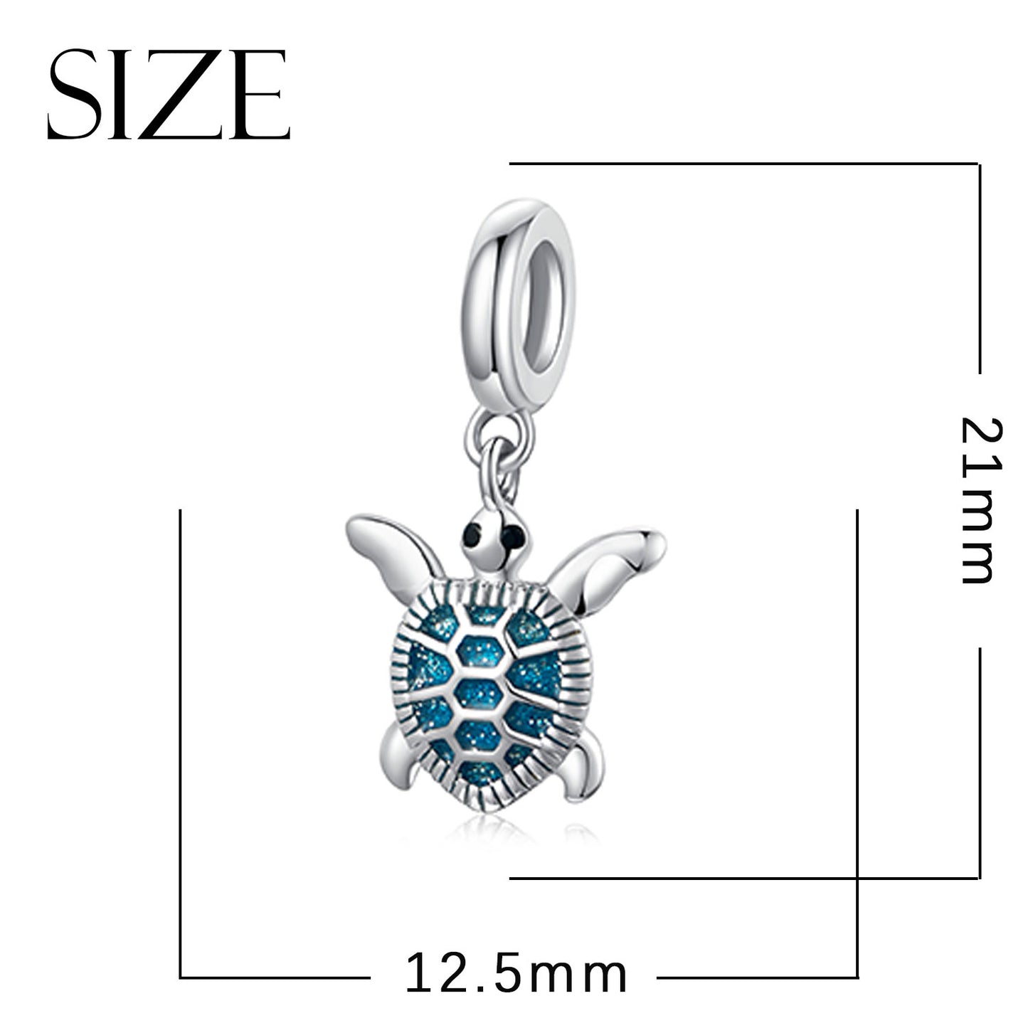 Sea Turtle Charm 925 Sterling Silver Blue Enamel Pendant Bead For DIY Charm Bracelet Necklace Ocean Jewelry Gift