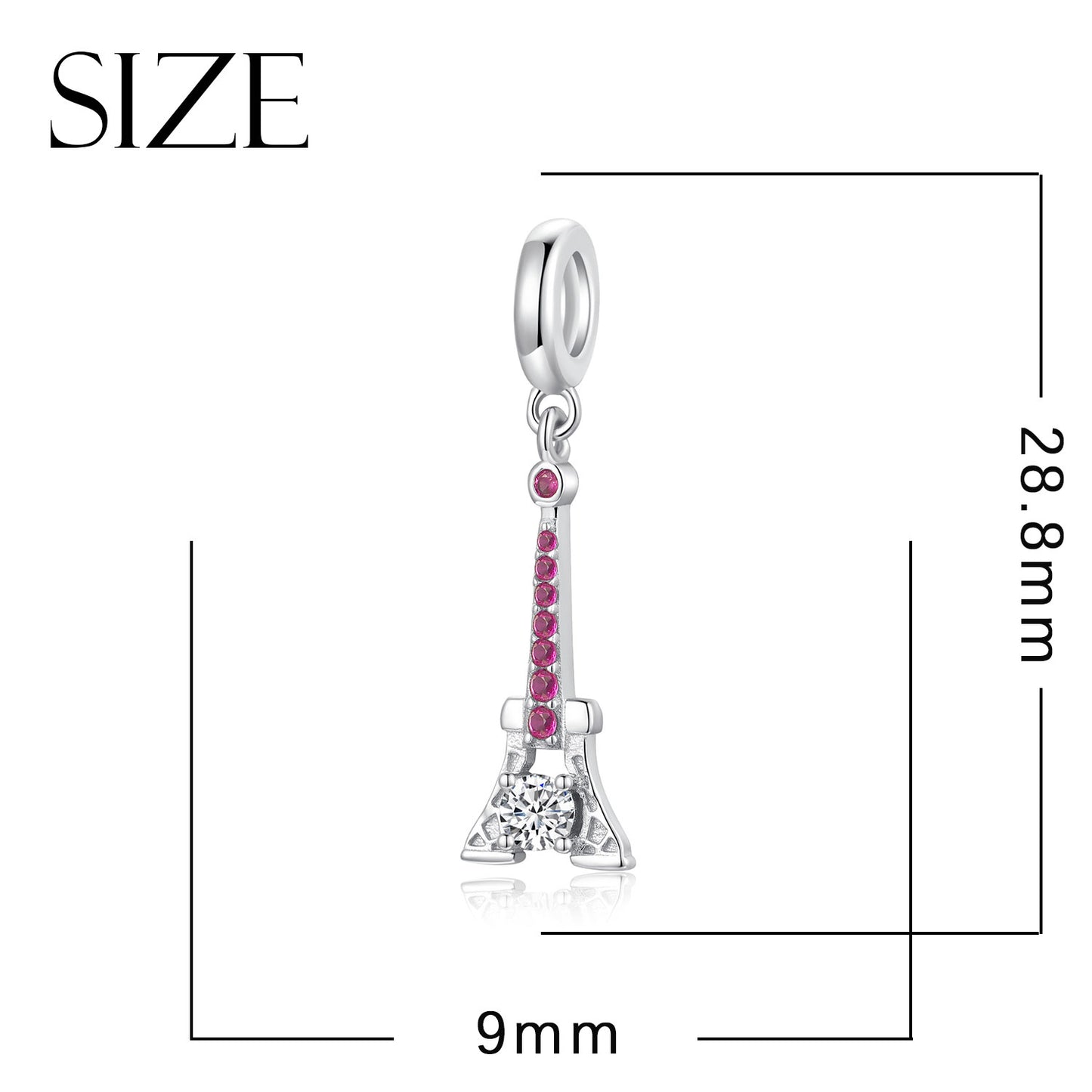Eiffel Tower Charm 925 Sterling Silver Stone Pendant Bead For DIY Charm Bracelet Necklace Travel Jewelry Gift