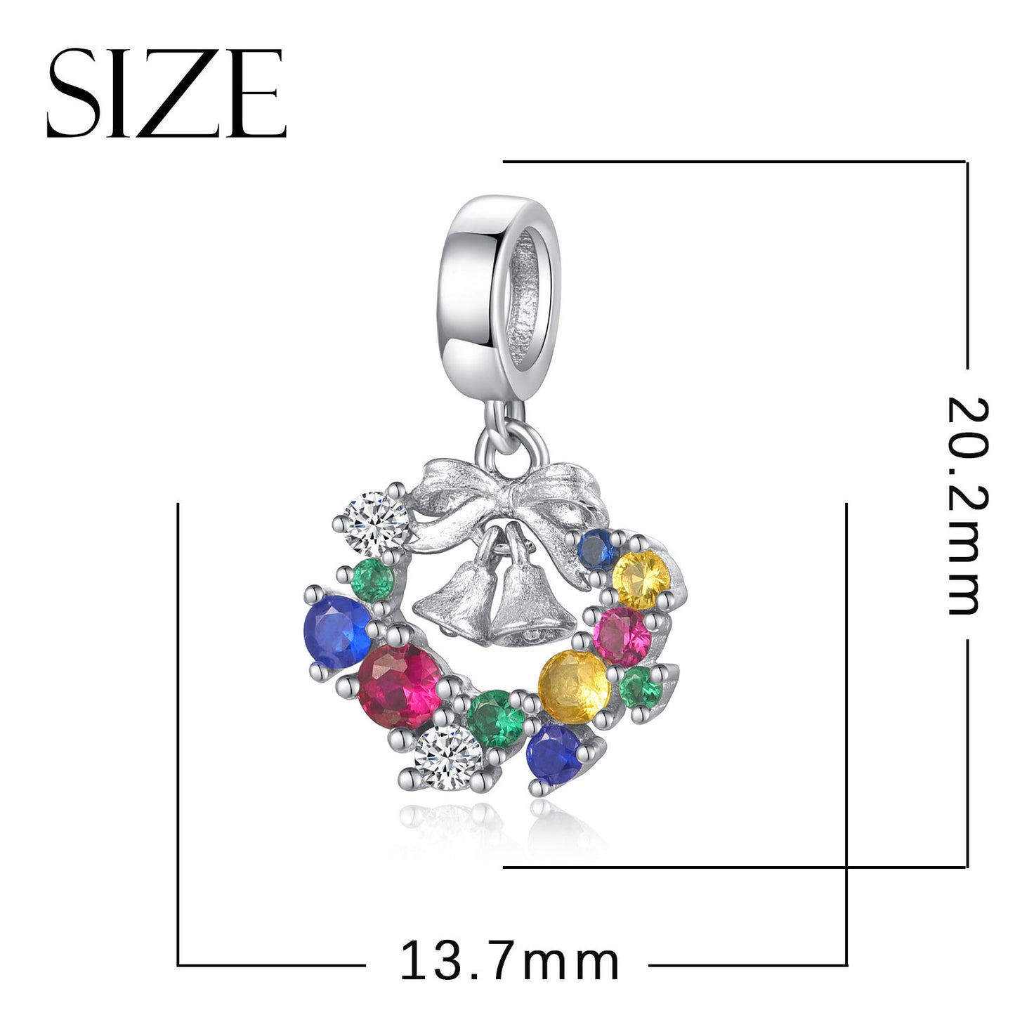 Christmas Wreath Bell Charm 925 Sterling Silver Pendant Bead For DIY Charm Bracelet Necklace Holiday Jewelry Gift