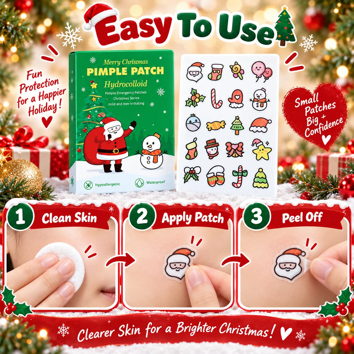 Multi Color Christmas Pimple Patches Salicylic Acid Skin Cleansing