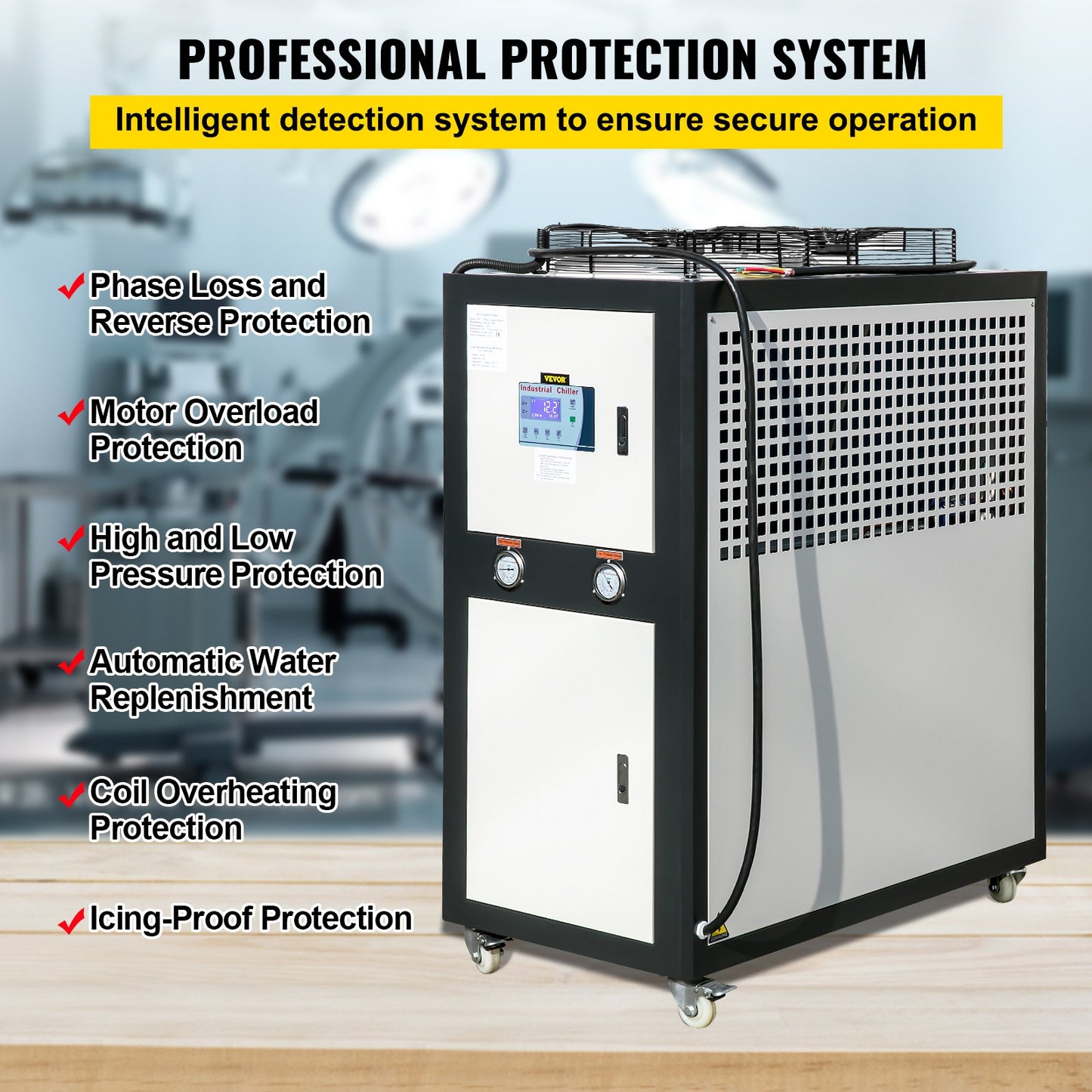 Water Chiller 6Ton Capacity, Industrial Chiller 6Hp, Air-Cooled Water Chiller, Finned Condenser, With Micro-Computer Control, Stainless Steel Water Tank Chiller Machine For Cooling Water