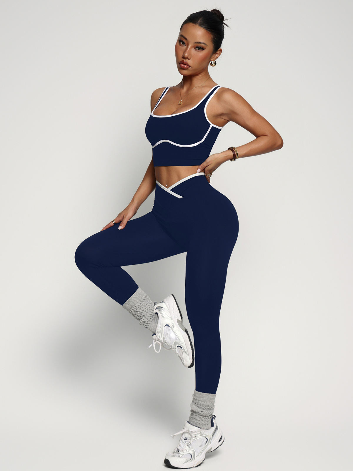 Women's Workout Outfit Set Including Sports Bra Tank Top & High Waist Butt Lifting Yoga Pants
