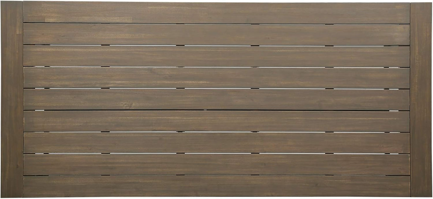 Outdoor Acacia Wood 3 Piece Picnic Dining Set, Gray And Rustic Metal