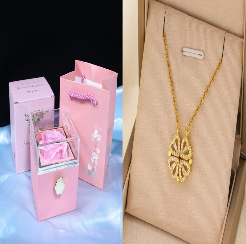 Rotating Soap Flower Rose Gift Box Creative Rotating Rose Jewelry Packaging Box Valentine's Day Gift