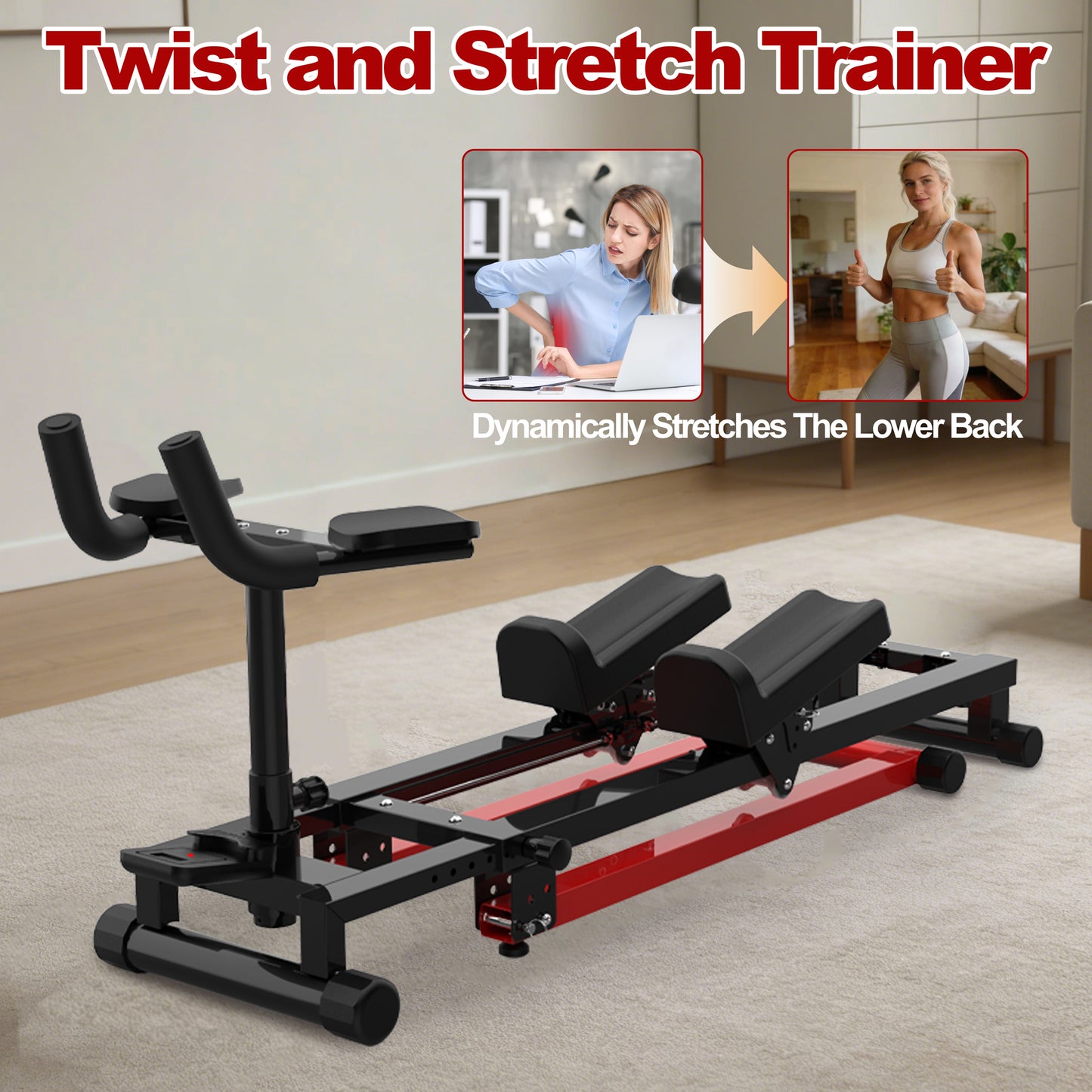 3-in-1 Spine Twist Stretcher & Stair Stepper & Waist Trainer, Adjustable Back Stretcher Machine For Lower Back Exercise, Core Activation & Full-Body Workout