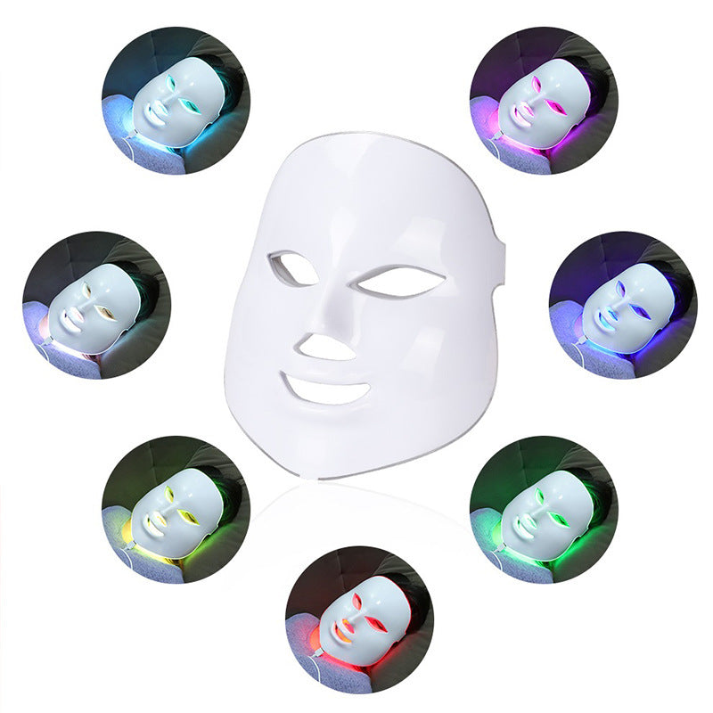 Cross-Border LED Photon Quantum Sr Beautification Tool Household Face Red And Blue Everbright Bank Light Seven-color Beauty Apparatus Mask Beauty