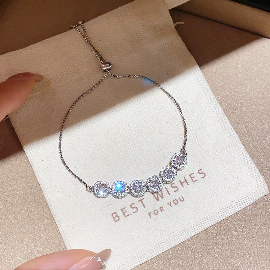 Glacier Blue Zirconia Bracelet Ins Style Korean Dainty Bangle Luxury Premium Wrist Jewelry