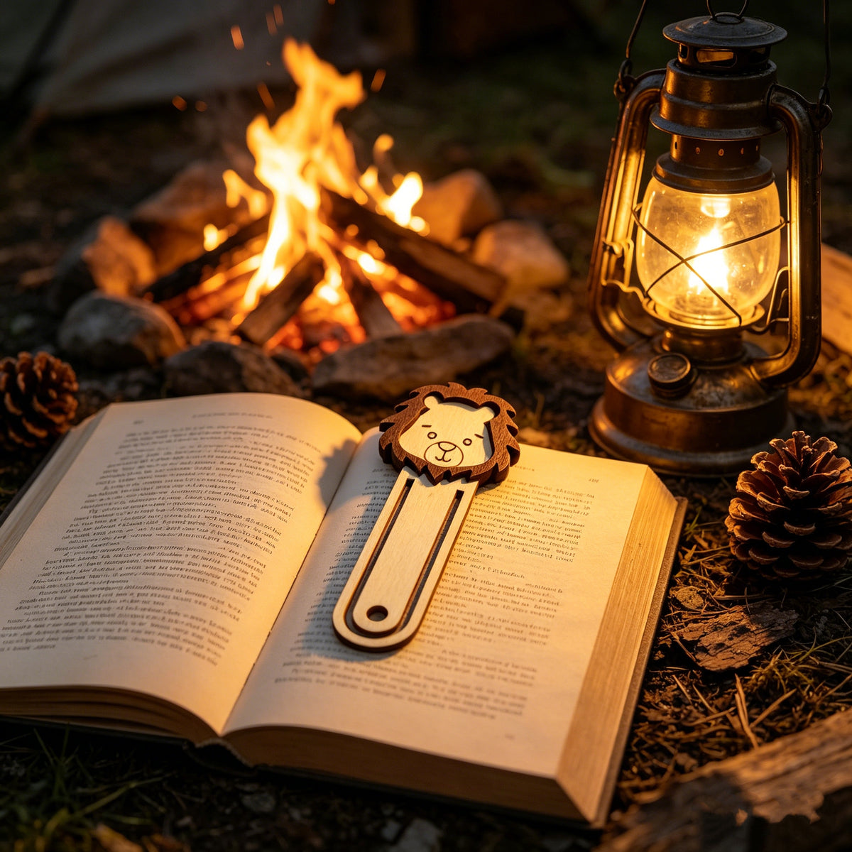 Retro Log Animal Bookmark Fox Bear Lion Three-dimensional Wooden Clip Student Reading Stationery Holiday Gift