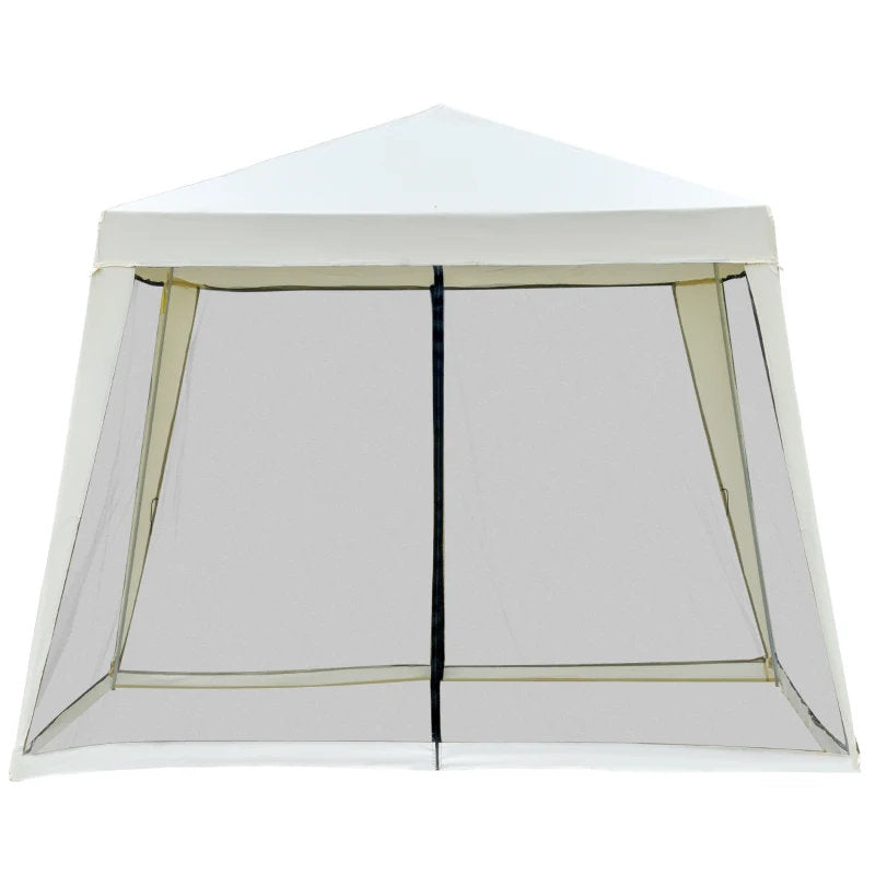 10'x10' Outdoor Party Tent Canopy With Mesh Sidewalls, Patio Gazebo Sun Shade Screen Shelter,