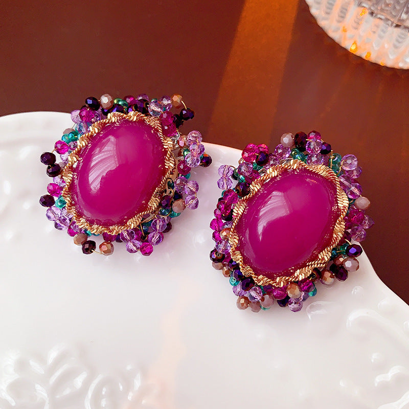 Elegant Vintage Geometric Flower Earrings - Silver Post, Light Luxury Retro Style, Wholesale Premium Ear Jewelry For Women