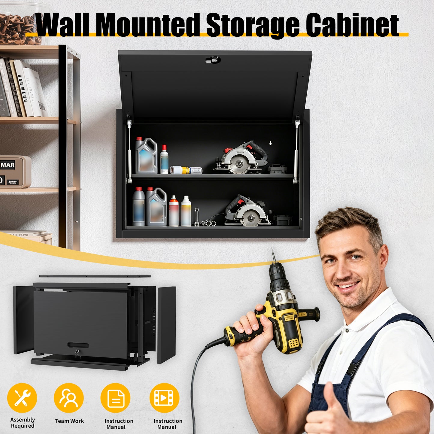 Heavy Duty Metal Wall Mounted Tool Storage Cabinet Steel Metal ,Garage Storage Cabinet For Garage,Workshop,Basement,,Kitchen,Assembly Required