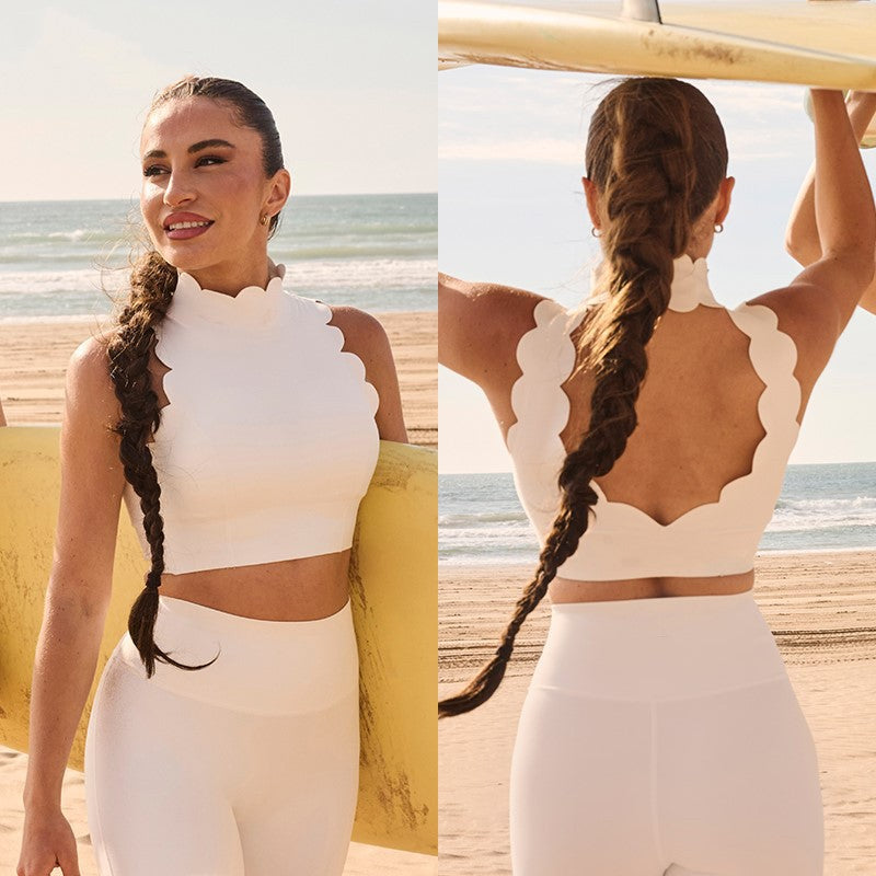 Halter Sleeveless Yoga Bra Lace Thick Shoulder Strap Beauty Back