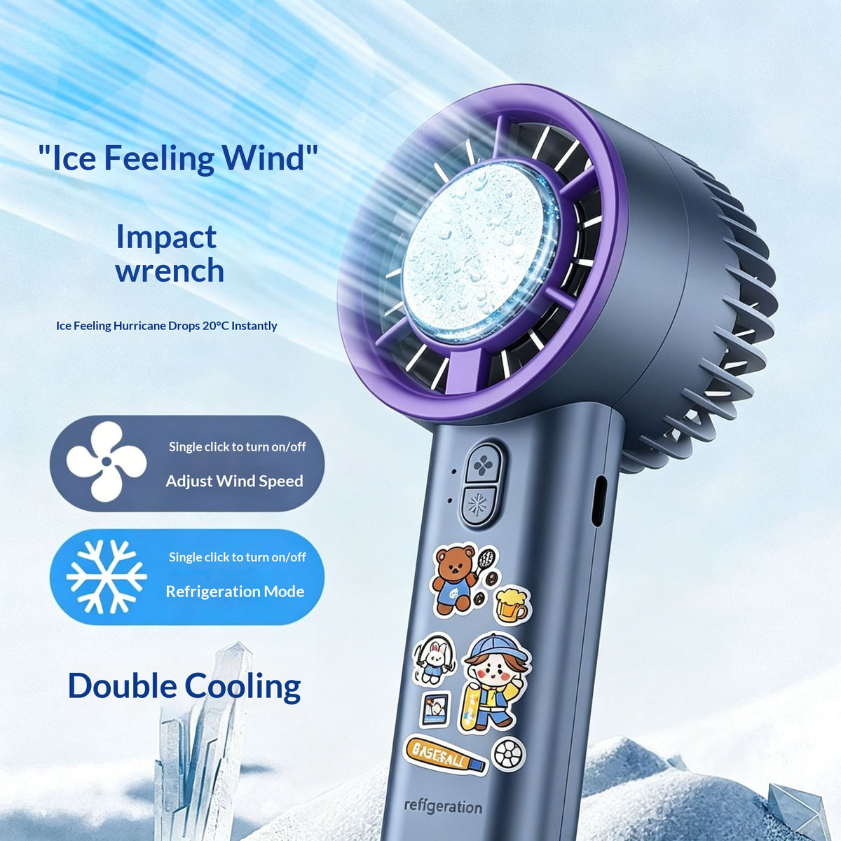 Handheld Mini Ice Cooling Portable Rechargeable Bladeless Turbo USB Desk Fan