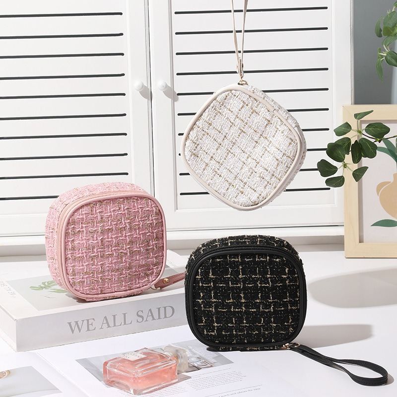Chanel-style Makeup Bag With Handle Waterproof Storage Travel Organizer