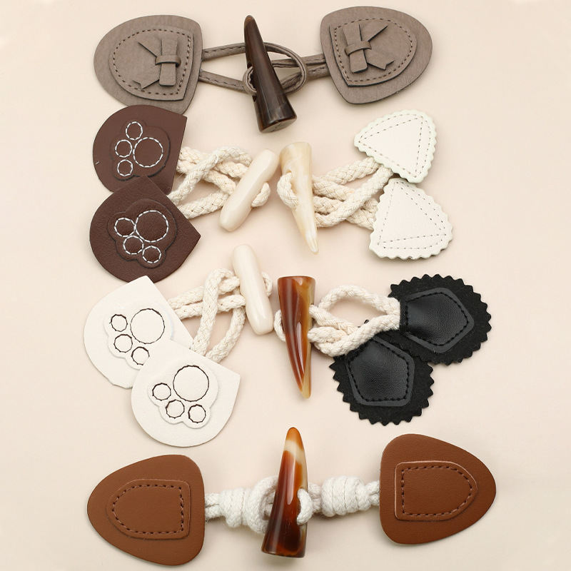 Genuine Leather Horn Buckle Decorative Button Accessories