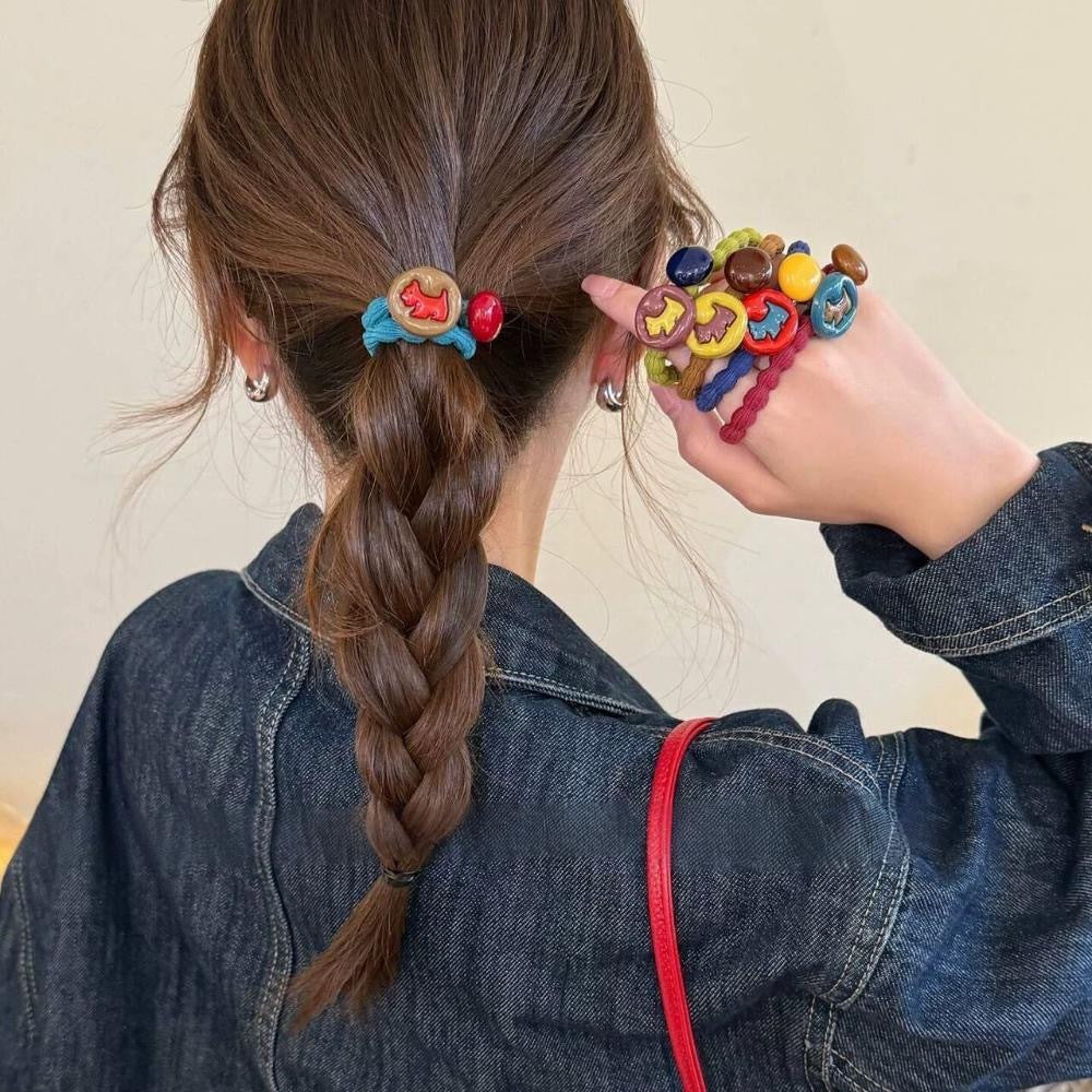 Cute, Color-blocked Dog Hair Ties For Fall And Winterdurable And Stretchy Rubber Bands