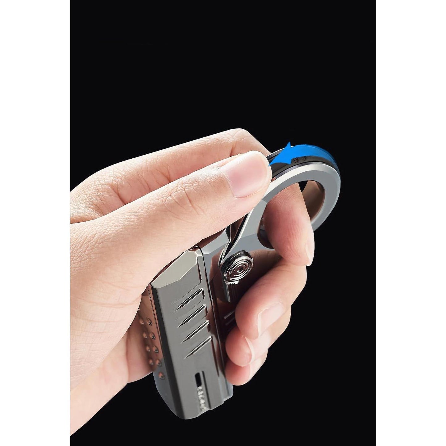 Refillable Windproof Fidget Butane Lighter -Butane Not Included - Adjustable Blue Flame, Metallic Pocket Lighter, Stress-Relief EDC Gadget, Kitchen Fire Starting Accessory