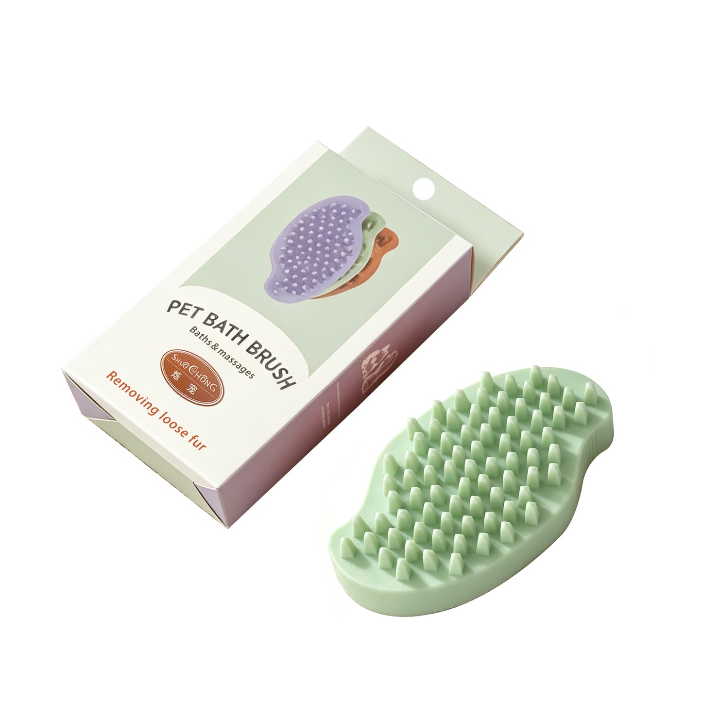 Pet Bath Brush Double-Sided Massage Brush Deshedding Brush