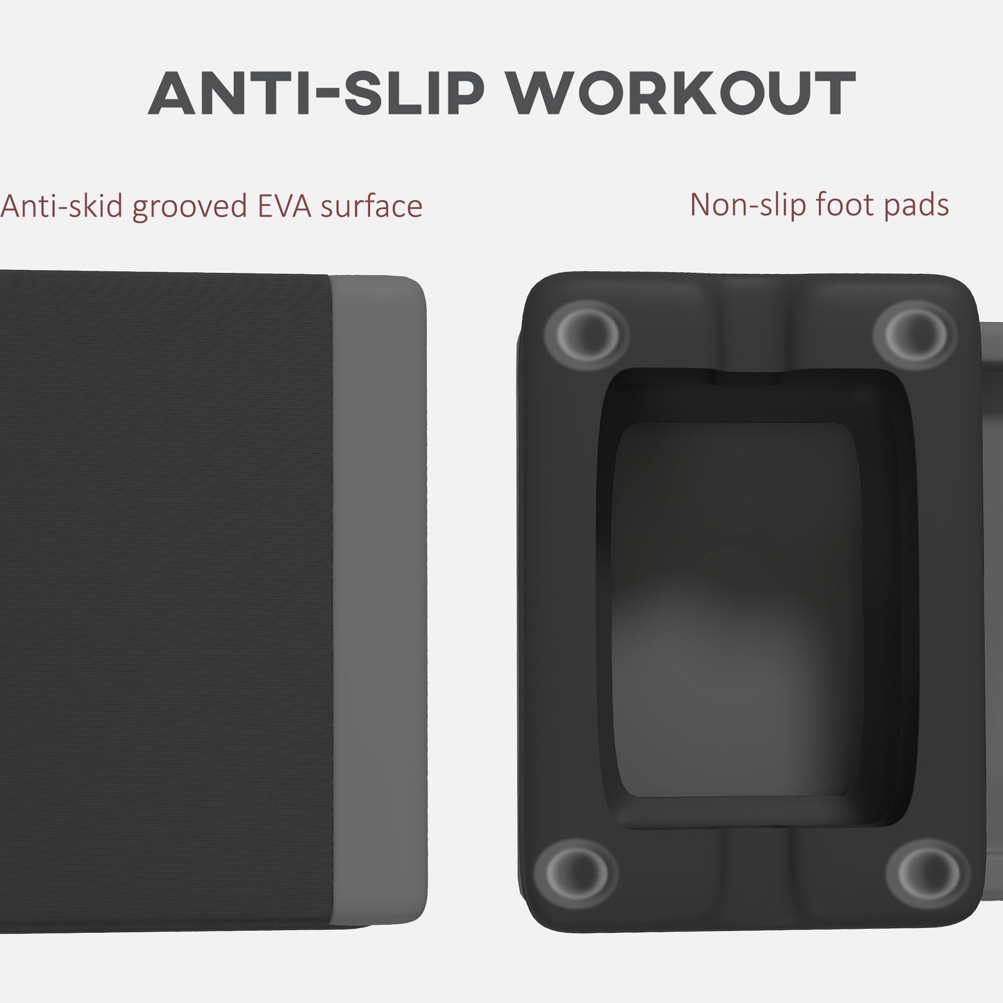 SPORTNOW Adjustable Fitness Stepper, With Non-Slip Surface, For Home, Gym, Office Workout, Grey