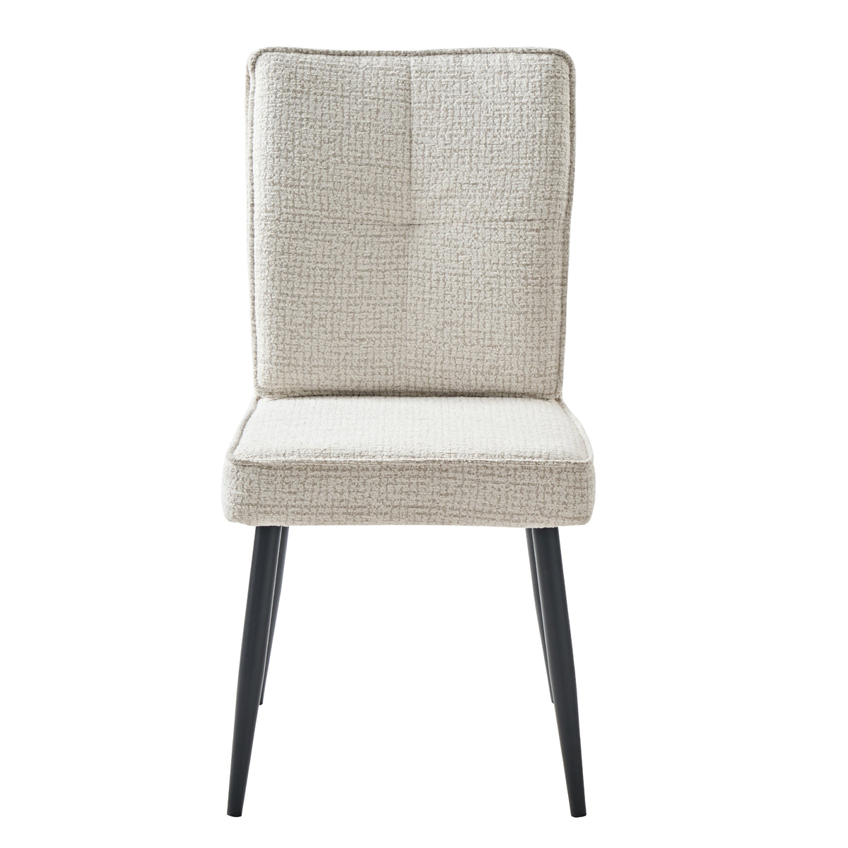 Set Of 2 Dining Chairs With Metal Legs, Upholstered Chairs With Velvety Houndstooth Cover, Kitchen Chairs For Dining Room And Living Room, Cream White