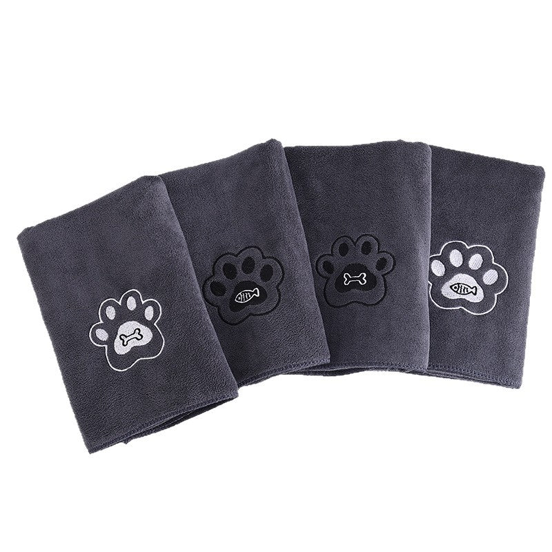 Microfiber Embroidered Large Bath Towel For Cats And Dogs