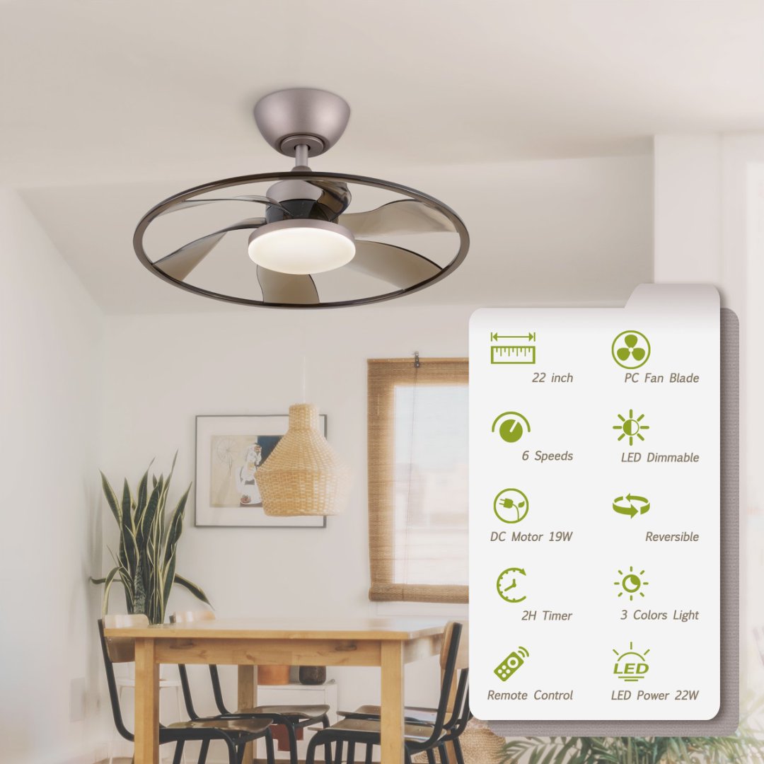Light Pro 22 In. LED Indoor Coffee Smart Ceiling Fan With Remote Control