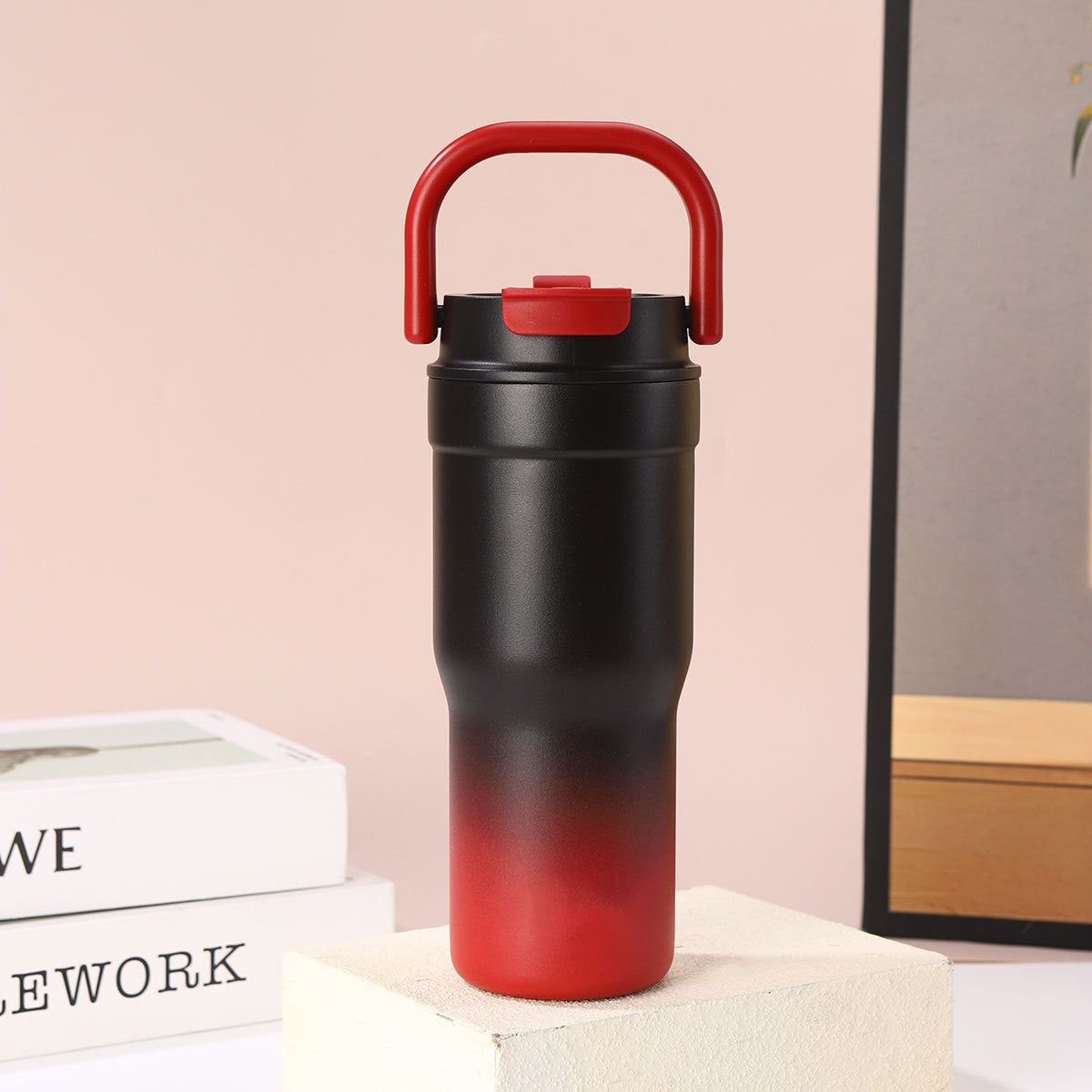 Outdoor Portable Large-Capacity Straw Cup Stainless Steel Mug