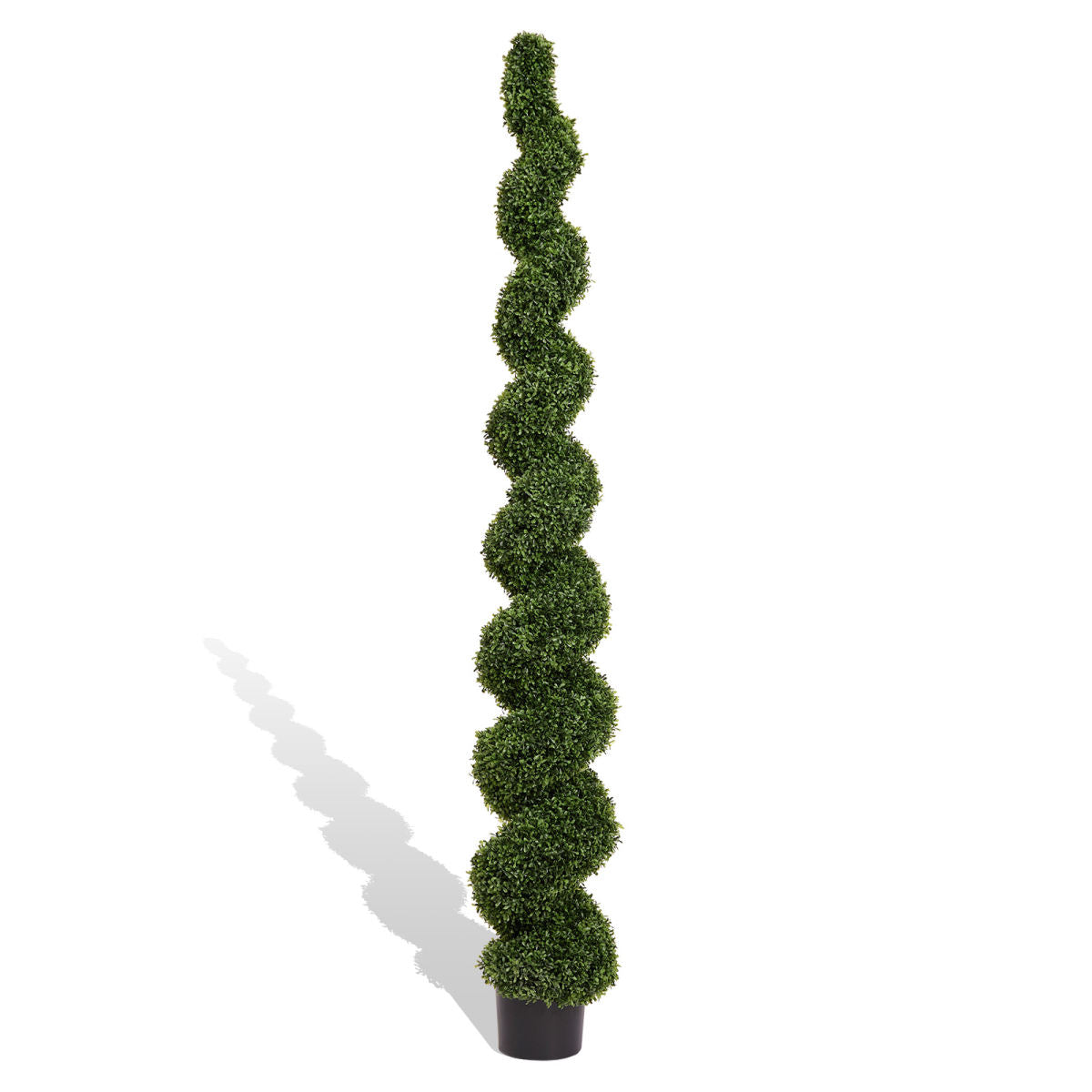 7FT Spiral Topiary Trees Artificial Outdoor Faux Boxwood Plants Large Twisted Green Potted Trees for Garden Front Porch Patio Planter Decoration, 1pc/set