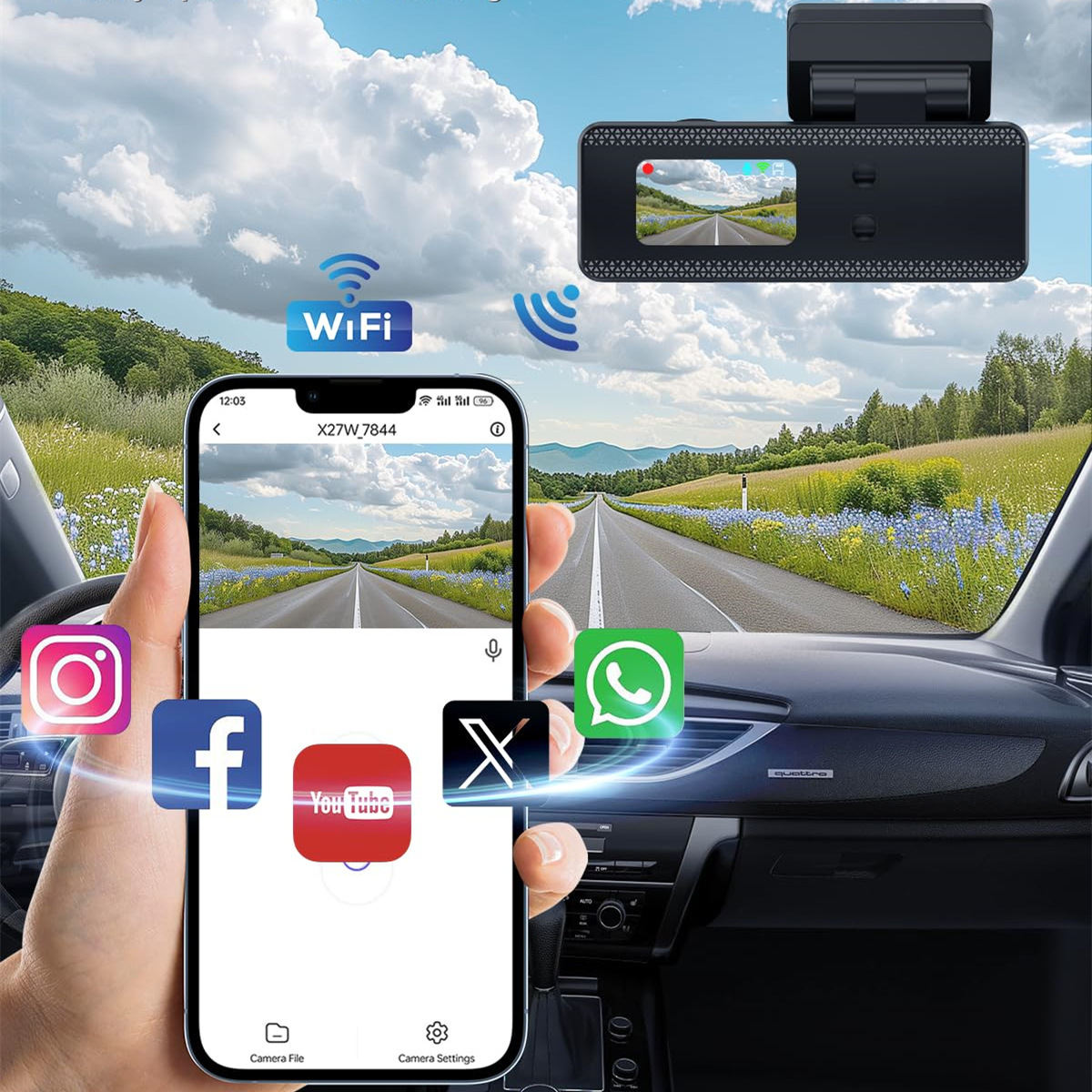 HD WiFi Mobile Phone Interconnection Loop Recording Driving Recorder