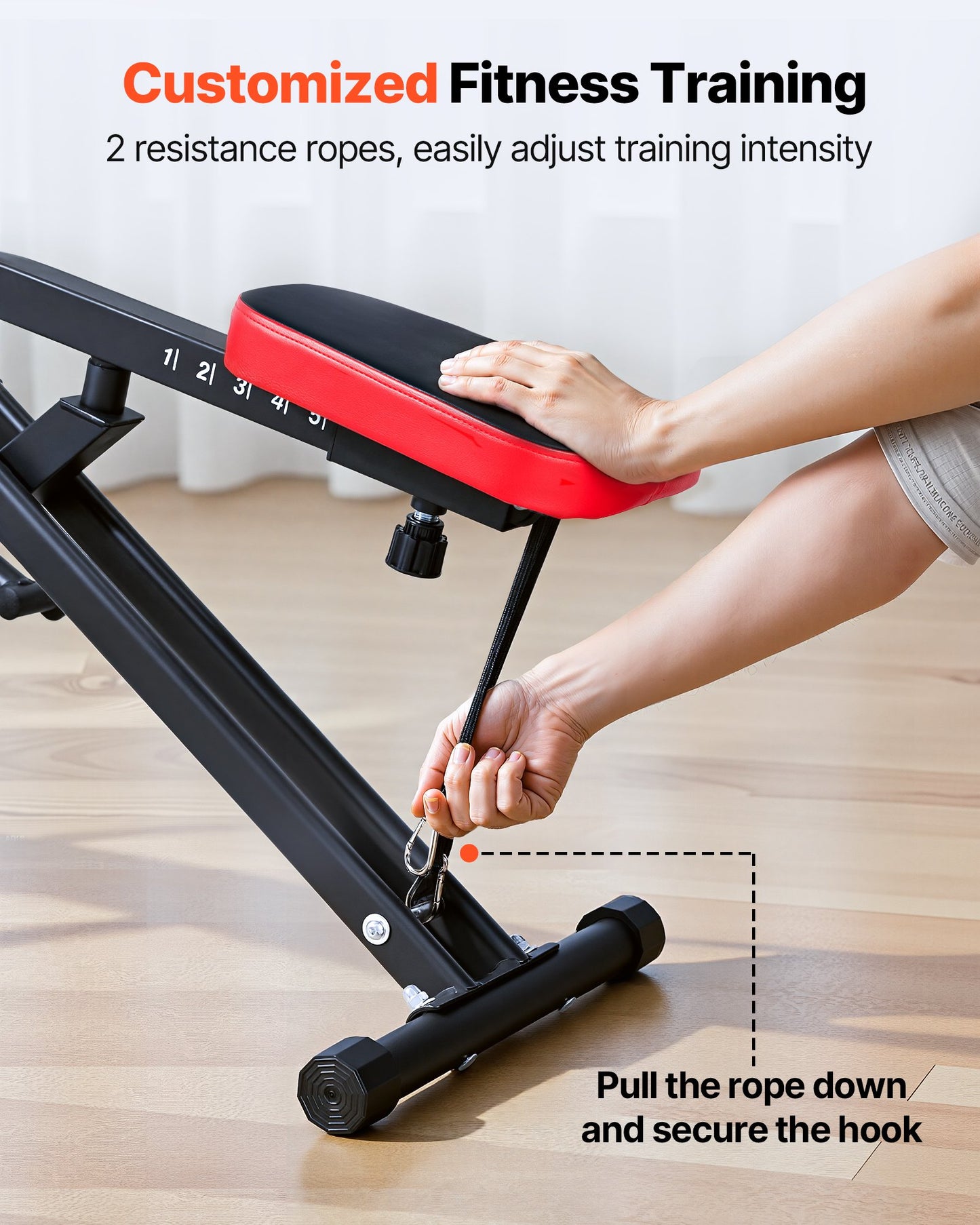 Squat Machine, Deep Squat Rowing Machine For Home, Easy Setup & Foldable Exercise Equipment, Glute Trainer Machine With 2 High-Strength Resistance Bands, Glutes & Leg Home Workout Machine, Black