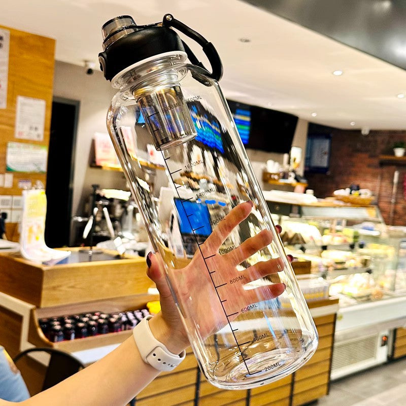 Extra-large Glass Cup With A Tea-water Separation Compartment