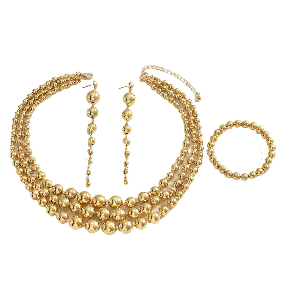 Cross-border European & American Y2K Hot Girl Jewelry Set For Women, Niche Beaded Multi-layer Clavicle Necklace With Matching Earrings, Versatile Daily Accessories
