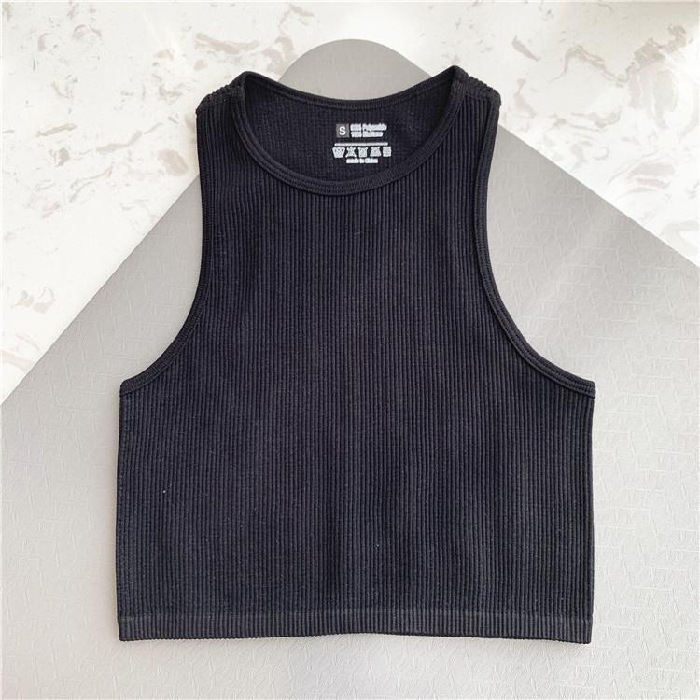 Solid Color Sleeveless Vest Women's Summer High Waist Short Navel Fitness Running Yoga Clothes