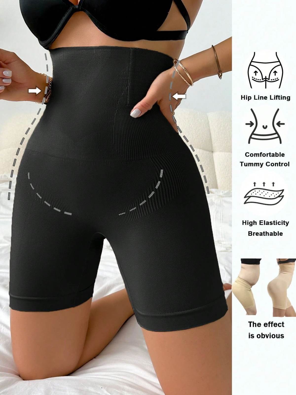 Women's Seamless High Waisted Shapewear Boyshorts - Tummy Control & Butt Lifter Panties, No-Roll Flat Leg Shaping Briefs For Under Dresses & Yoga Pants