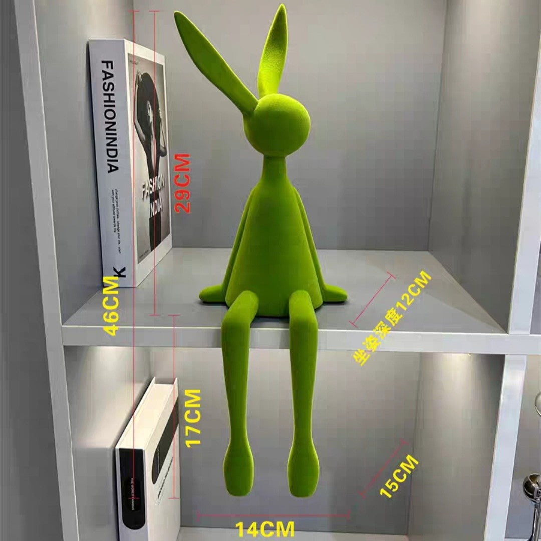 Creative And Minimalist Flocked Rabbit Figurine For Home Decor