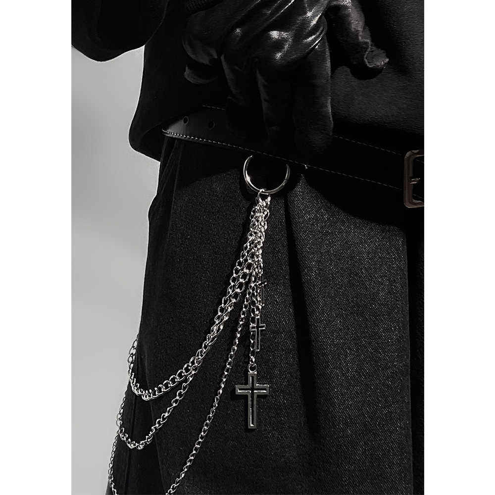 Fashion Brand Ins Clothing Accessories Double Chain Stainless Steel Phants Zipper