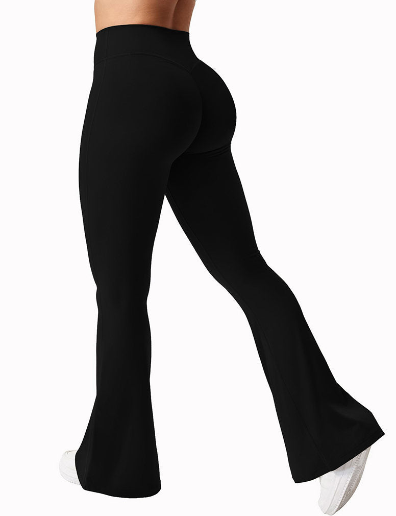 V-waist Elastic Sports Tight Pants Women's Peach Hip Lifting Yoga Bell Bottom Pants