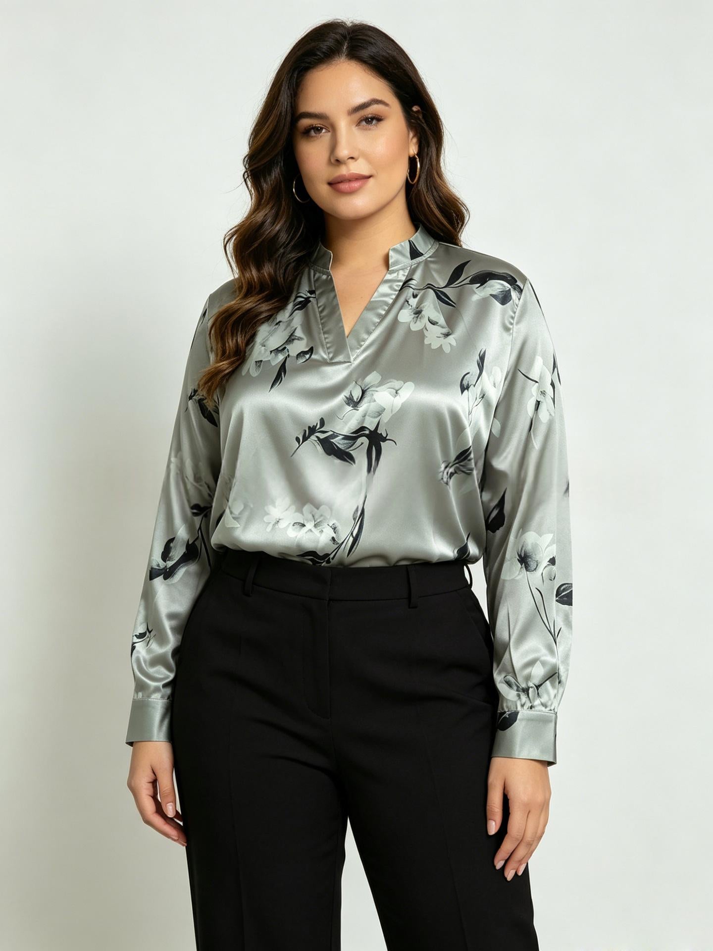 Long-sleeve Lapel Blouse For Women Suitable For Office And Commuting
