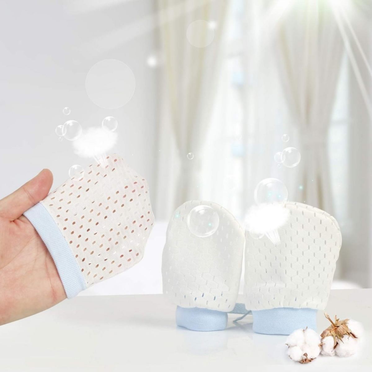 6 Pairs Of Newborn Anti-Scratch Mittens, Cotton Mittens, Anti-Scratch Gloves, Infant Boys' Anti-Scratch Mittens For Care (4–12 Months)