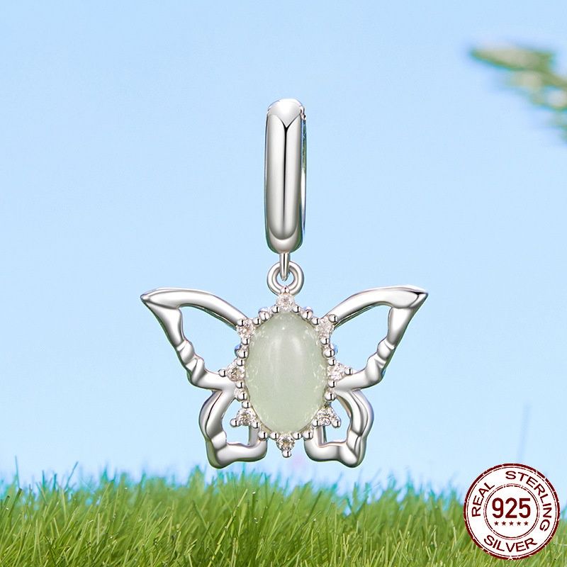 Butterfly Beaded Diy Bracelet Pendant S925 Pure Silver Ornament Accessories Beads