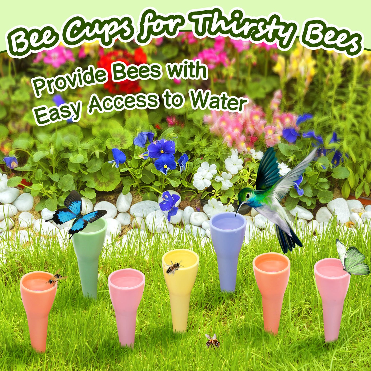 10-Piece Bee And Insect Waterer Set For The Garden, Balcony, And Patio To Support Pollinators—Garden Accessories Set