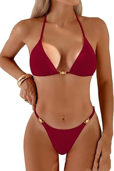New-style Solid-color Two-piece Bikini For Women
